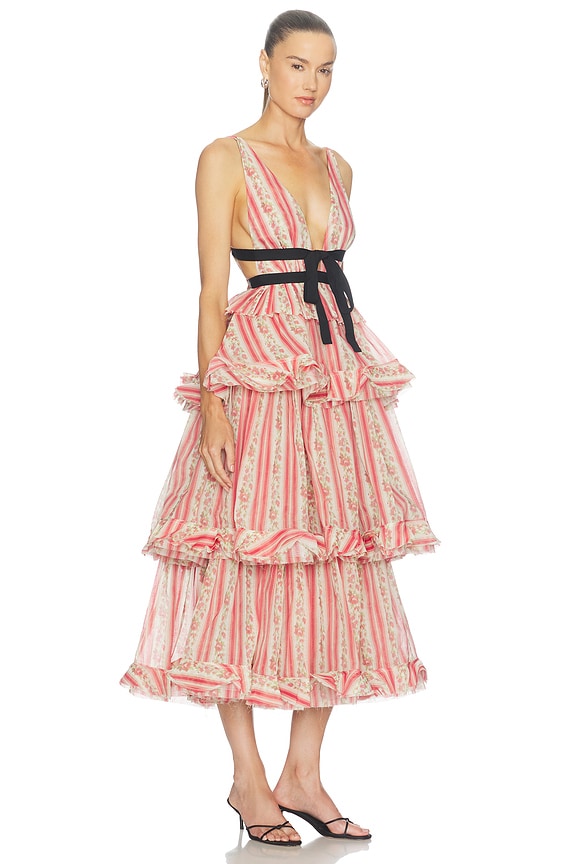 view 2 of 4 VESTIDO VALENCIA  in Red Floral Stripe