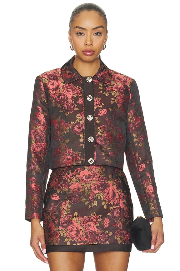 view 2 of 6 Archie Jacket in Dark Rose Brocade