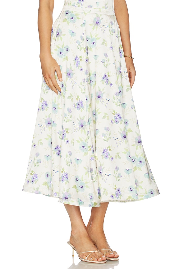 view 2 of 6 Carrie Skirt in Blue Watercolor Floral