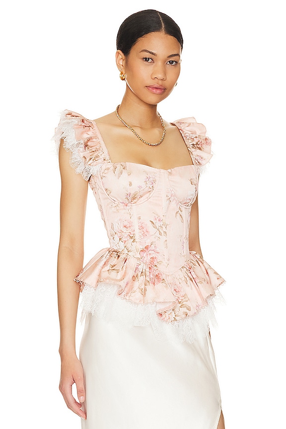 view 2 of 4 Sorrento Bustier Top in Peach Tapestry