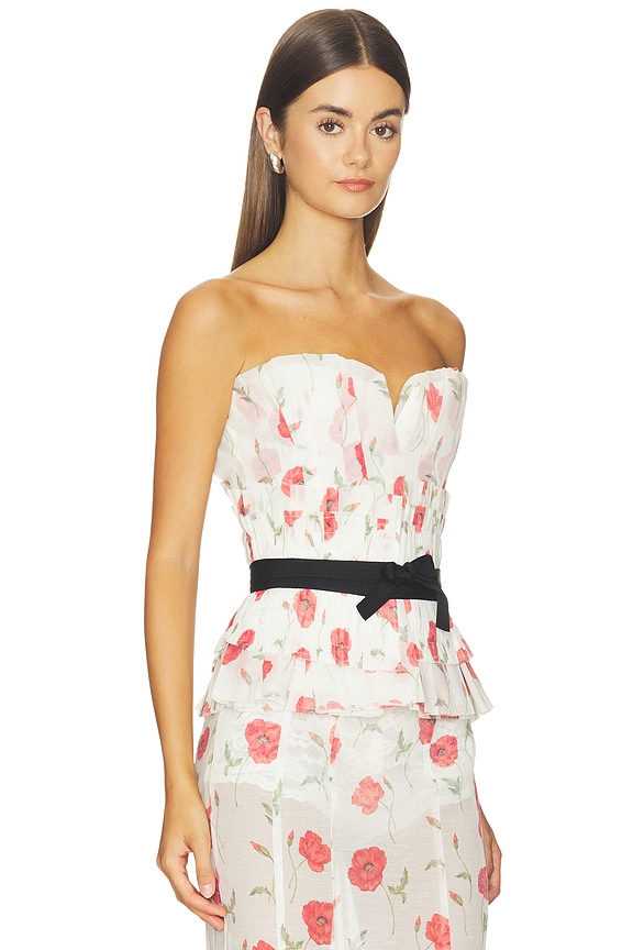 view 2 of 4 X Kristopher Brock Madrid Top in Red Poppy Print