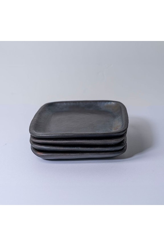 view 2 of 6 PLATOS SET OF 4 LONGPI SMALL PLATE in Black