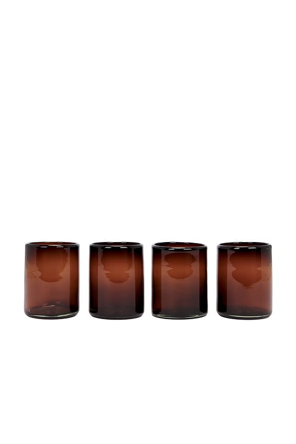 view 1 of 7 SET OF 4 TAMARIND HANDBLOWN GLASSES 타마린드 핸드블로운 잔 4개 세트 in Brown