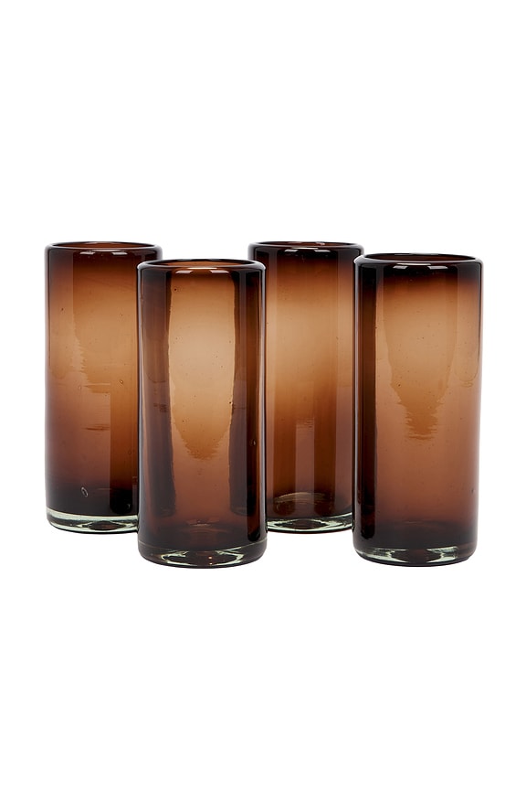 view 2 of 6 SET OF 4 TAMARIND HIGH BALL GLASS 타마린드 하이볼 잔 4개 세트 in Brown