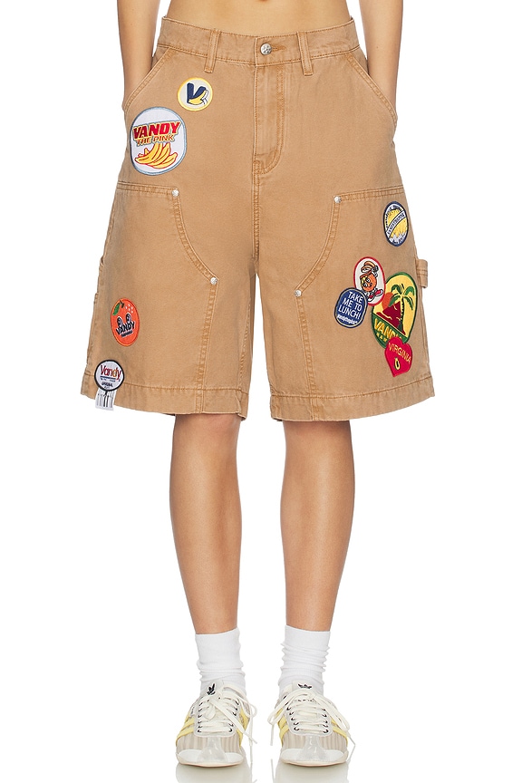 view 1 of 6 Patched Canvas Shorts in Tan