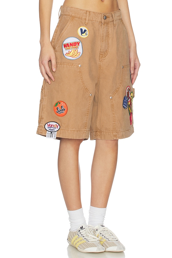 view 2 of 6 Patched Canvas Shorts in Tan