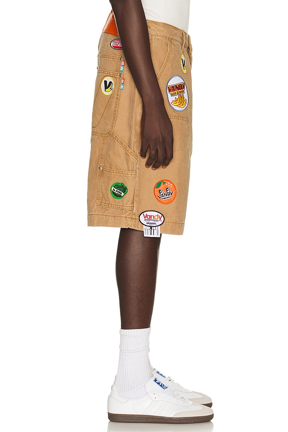 view 2 of 6 Patched Canvas Shorts in Tan