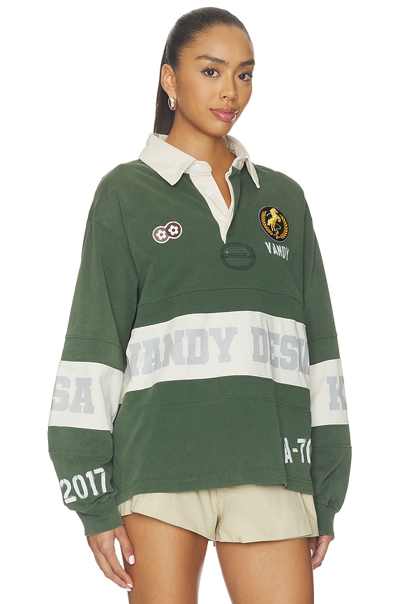 view 2 of 7 Washed Long Sleeve Rugby in Green