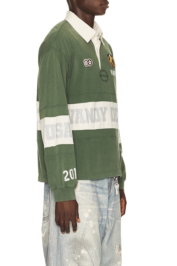 view 2 of 7 Washed Long Sleeve Rugby in Green