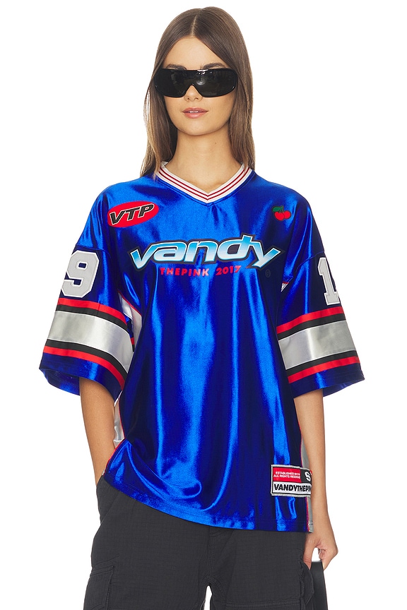 view 1 of 5 Cherry Football Jersey in Blue