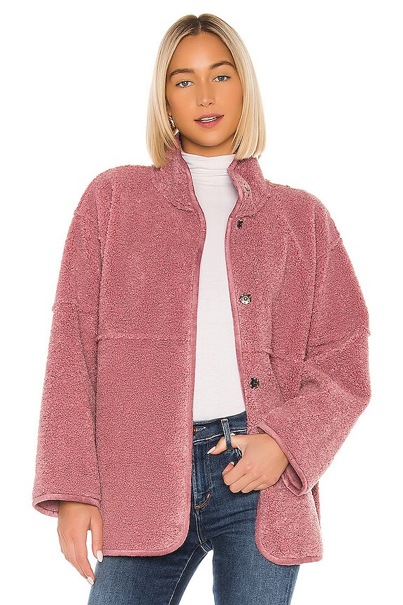 view 1 of 4 Albany Lux Faux Sherpa Jacket in Dusty Rose