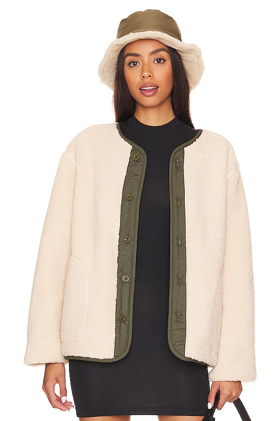 view 2 of 5 BLOUSON MARISSA REVERSIBLE QUILTED SHERPA in Army