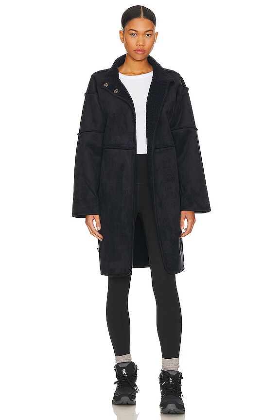 view 2 of 5 Cara Reversible Sherpa Coat in Navy