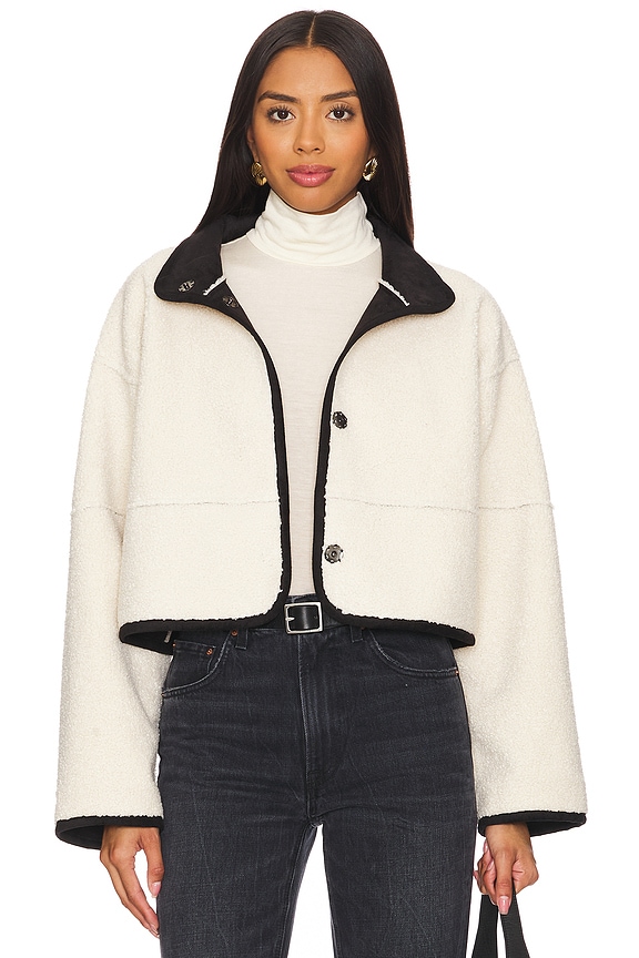 view 2 of 5 Kelly Reversible Sherpa Jacket in Black & Ecru