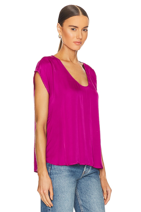 view 2 of 4 Satin Viscose Top in Raspberry
