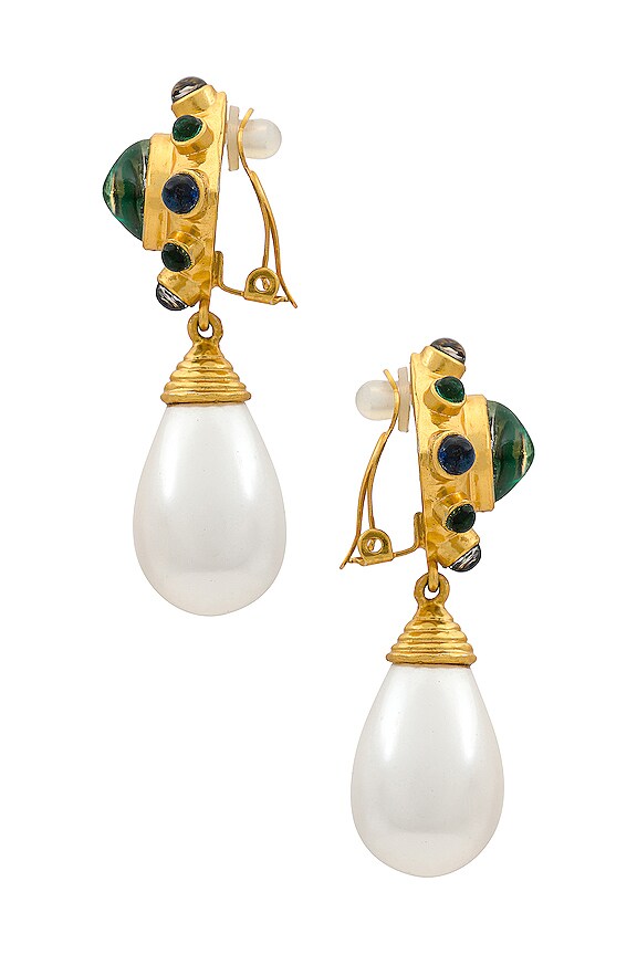 view 2 of 2 Julia Earrings in Emerald Green Quartz & Blue Saphire Quartz