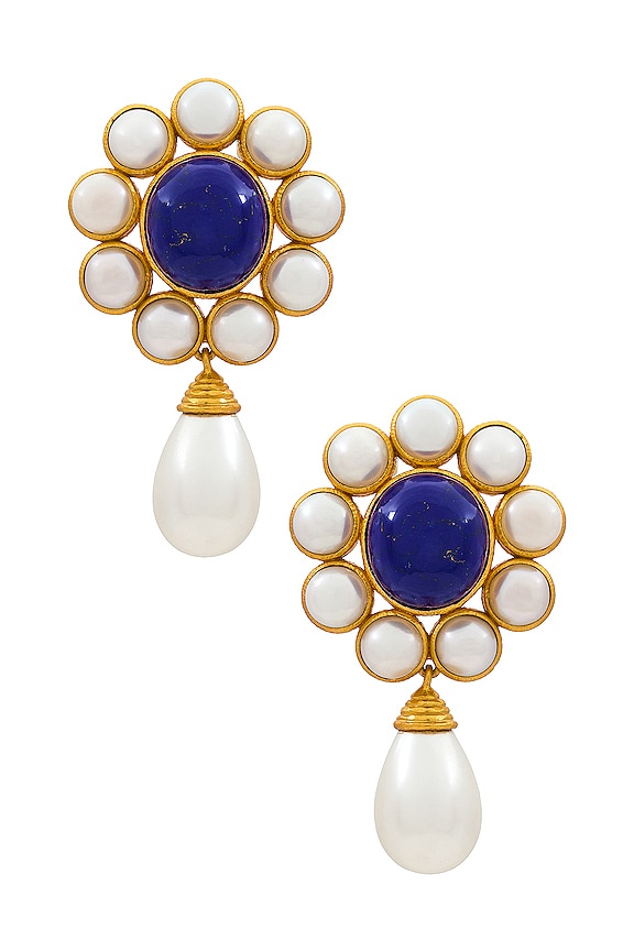 view 1 of 3 PENDIENTES SOPHIA in Lapis & Pearls
