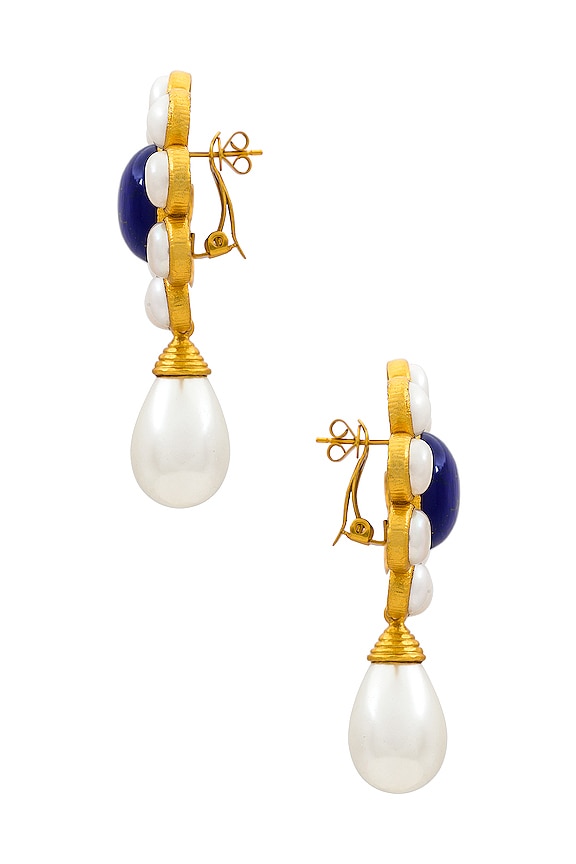 view 2 of 3 PENDIENTES SOPHIA in Lapis & Pearls