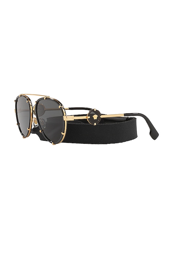 view 2 of 3 Metal Aviator Croakie Sunglasses in Black