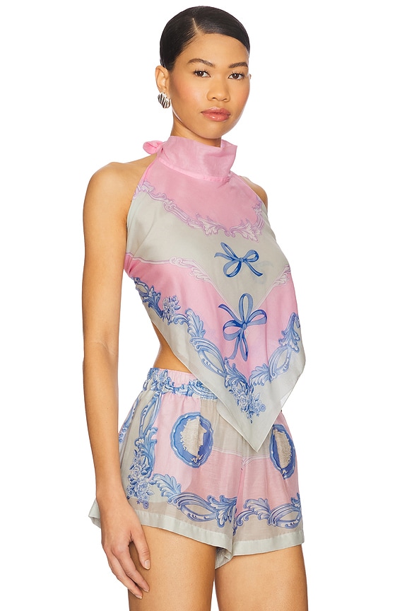 view 2 of 4 Beachwear Top in Pastel Pink & Light Grey