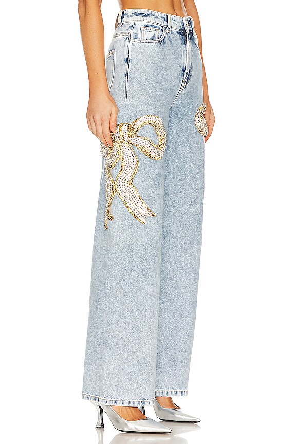 view 2 of 5 JEANS ANCHOS CON LAZOS in Blue