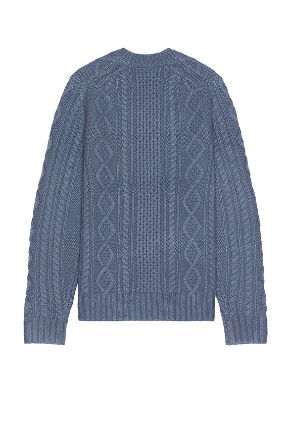 view 2 of 3 Aran Cable Knit Sweater in Light Belluga Blue