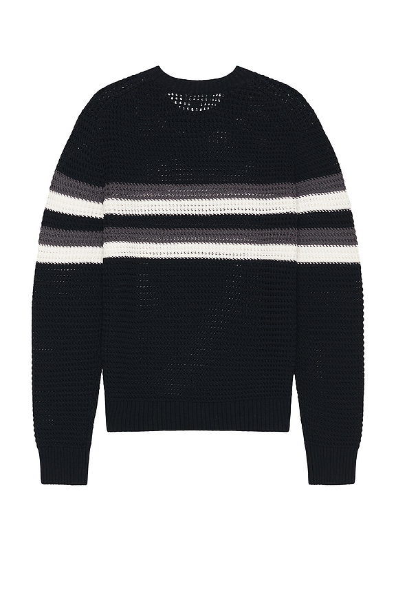 view 2 of 3 Crochet Chest Stripe Crewneck Sweater in Coastal Combo