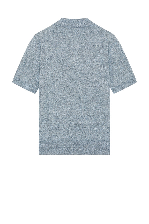 view 2 of 3 Linen Cashmere Short Sleeve Pocket Polo in Heather Cabo Blue