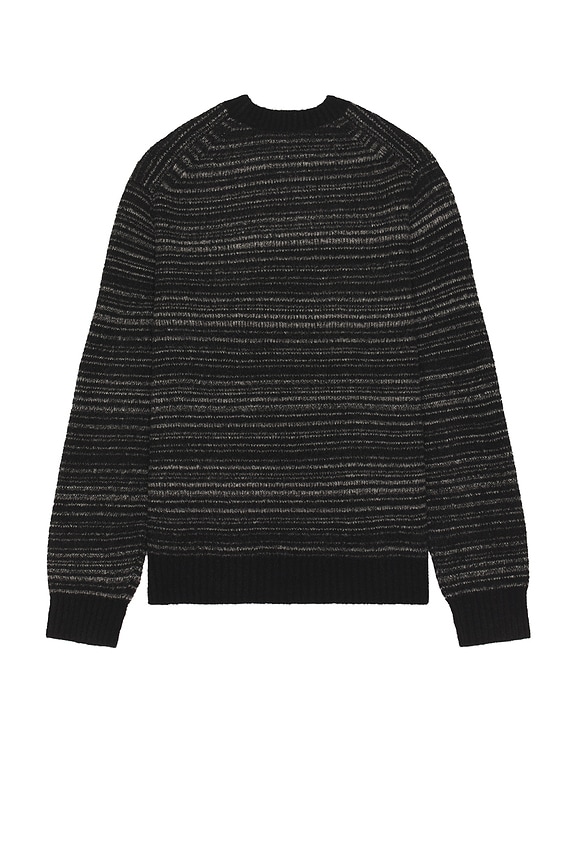 view 2 of 4 Marled Stripe Long Sleeve Crew in Black & Medium Heather Grey