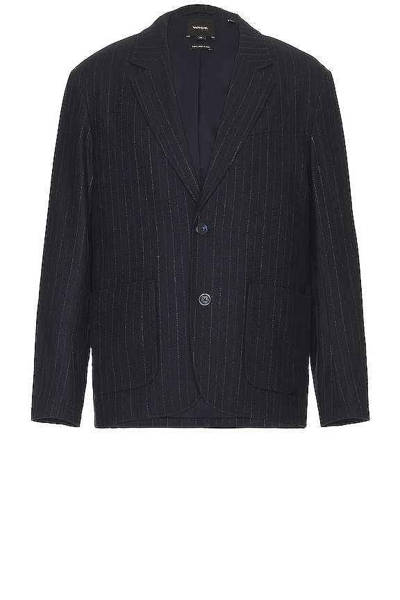 view 1 of 5 Wool Flannel Pinstripe Blazer in Coastal & Bone