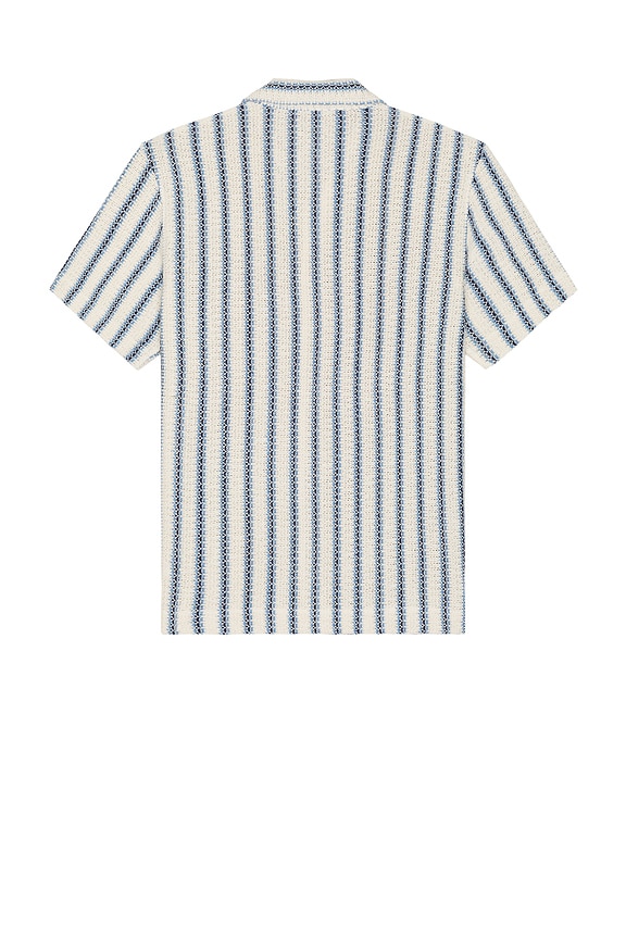 view 2 of 5 Beach Stripe Knit Button Down Shirt in Cabo Blue Combo