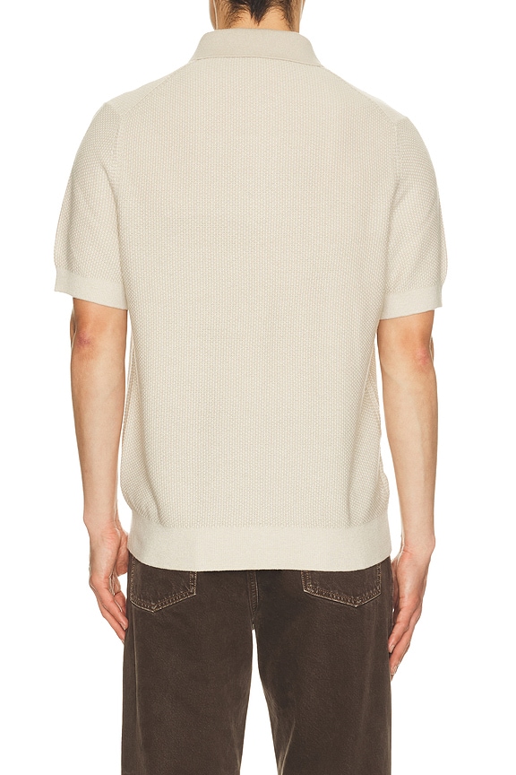 view 2 of 4 Geo Jacquard Short Sleeve Polo in Mineral & Classic Cream