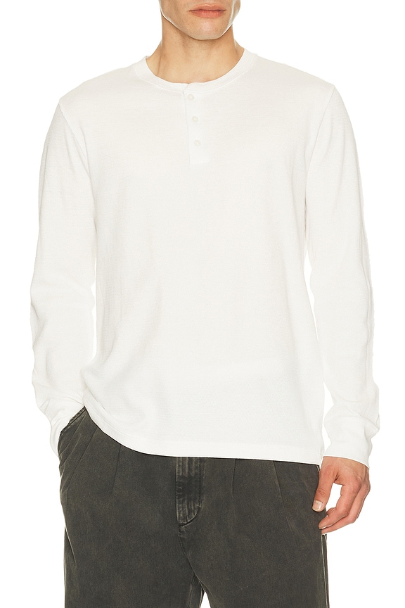 view 1 of 4 Jacquard Rib Long Sleeve Henley in Off White