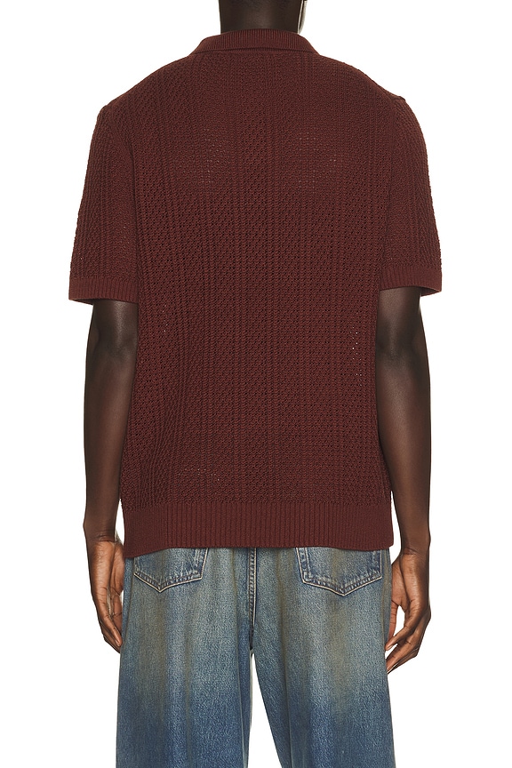 view 2 of 4 Seed Stitch Rib Short Sleeve Polo Shirt in Deep Satin