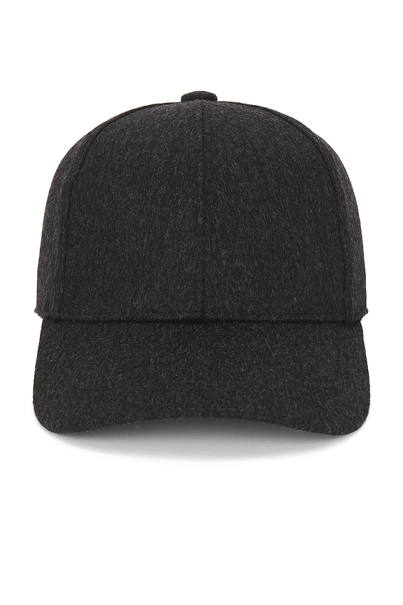 view 2 of 3 Cashmere Baseball Cap With Leather Trim in Charcoal
