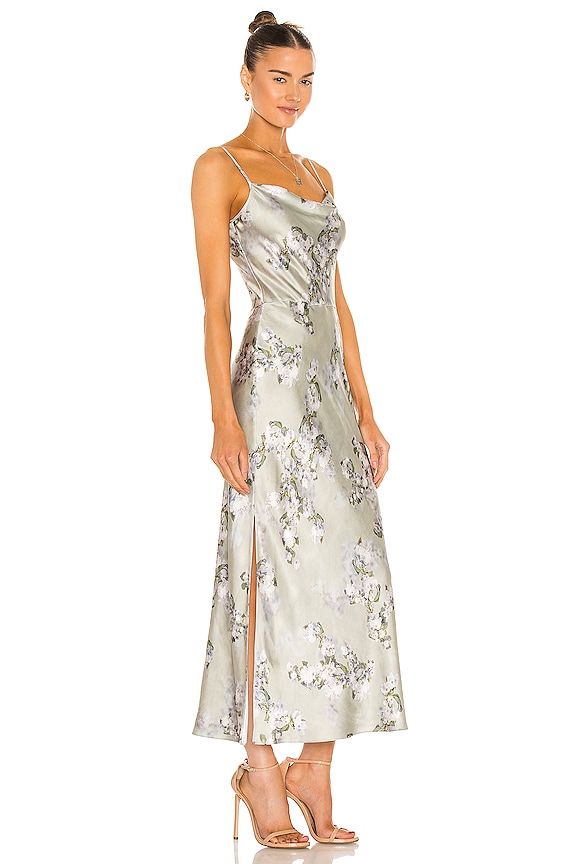 view 2 of 3 Hazy Blossom Cowl Neck Slip Dress in Celery