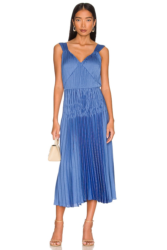 Vince V-Neck Pleated Slip Dress in Hydrangea | REVOLVE