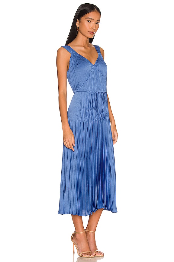 view 2 of 3 V-Neck Pleated Slip Dress in Hydrangea