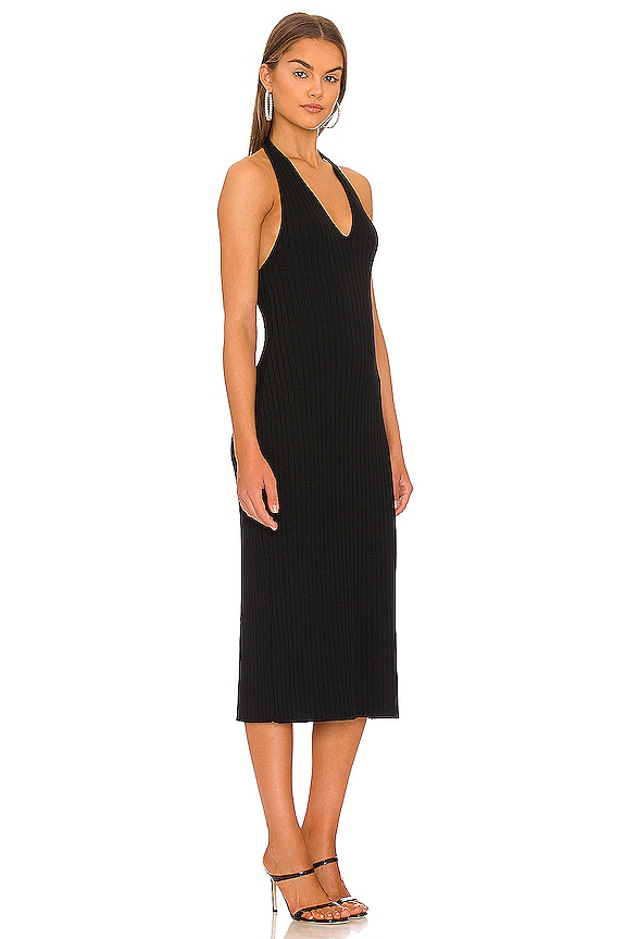 view 2 of 3 Ribbed Halter Dress in Black