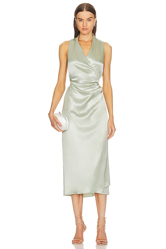 view 2 of 4 Draped Pleat Sleeveless Wrap Dress in Glass