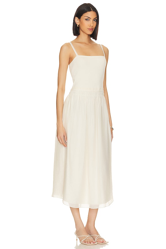 view 2 of 3 Smocked Mixed Media Cami Dress in Off White