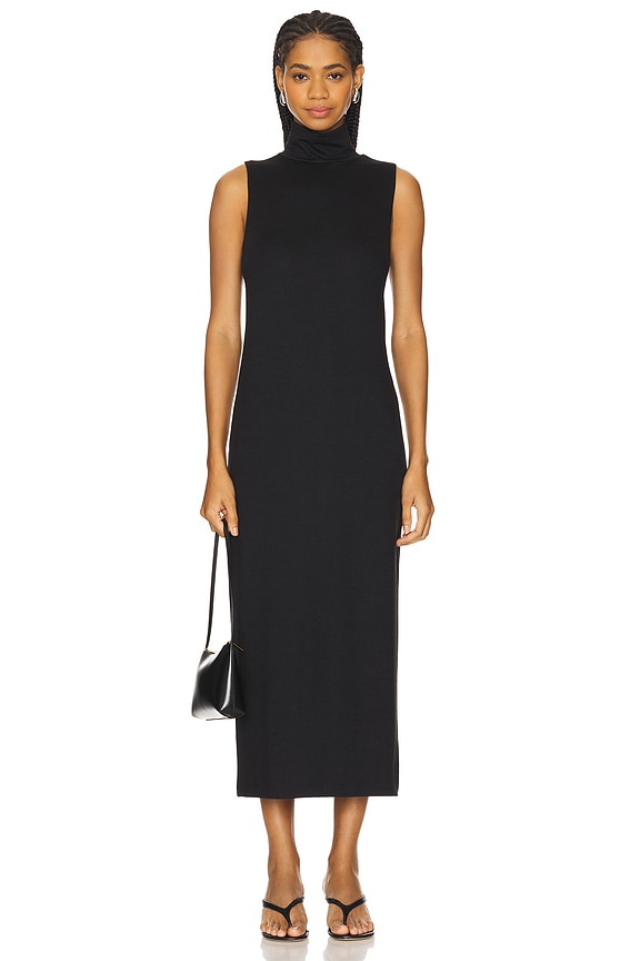 view 2 of 4 Sheer Sleeveless Turtleneck Dress in Black