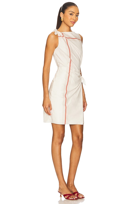 view 2 of 4 VESTIDO CRUZADO CON RAYAS DE PAÑUELO in Oat Shell & Brick Rose