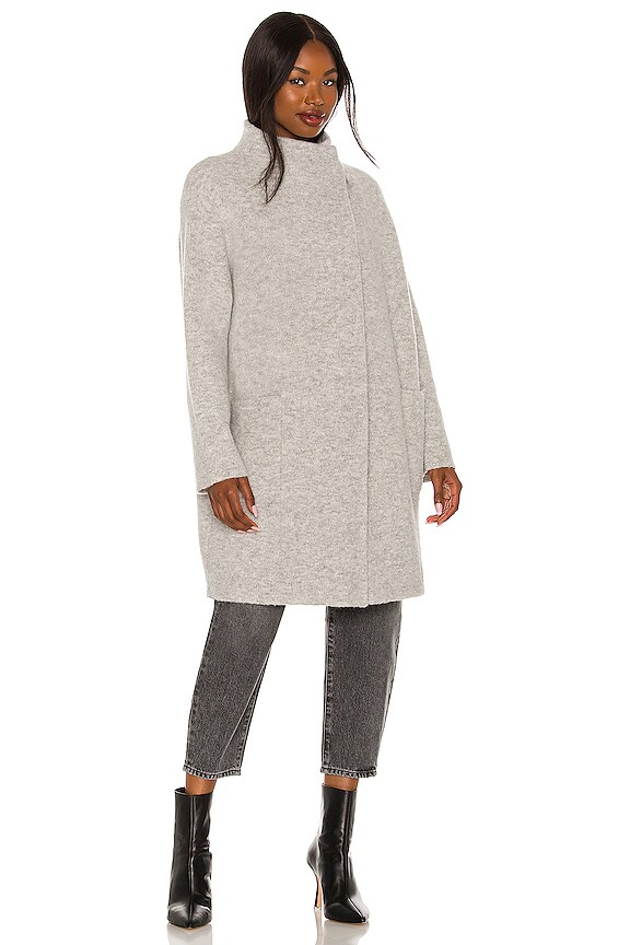 view 2 of 4 Clean Edge Cardigan Coat in Light Grey