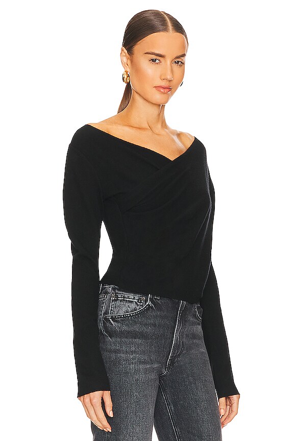view 2 of 4 Wrap Front Pullover in Black