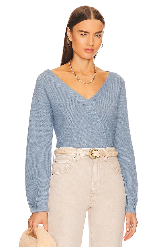 view 1 of 4 Ribbed Cross Front Pullover in Lake
