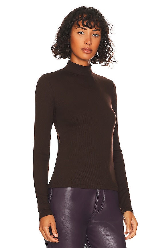 view 2 of 4 Ribbed Long Sleeve Mock Neck in Hickory