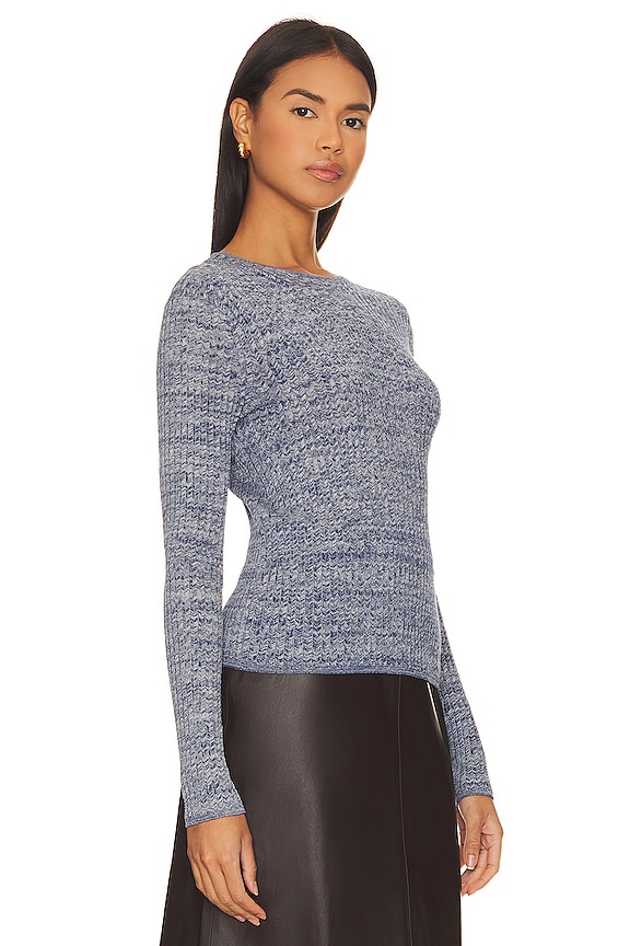 view 2 of 4 Marl Mock Neck Sweater in Baltic & Off White