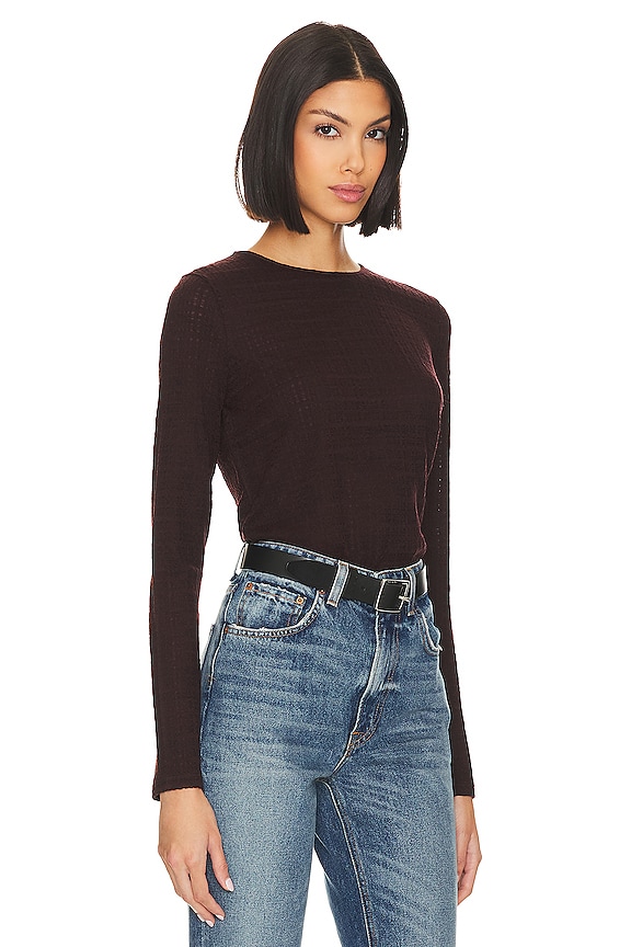 view 2 of 4 Plaid Jacquard Long Sleeve Crew in Black Fig