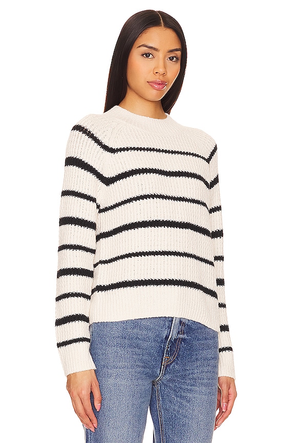 view 2 of 4 Ribbed Stripe Pullover in Pampas & Black